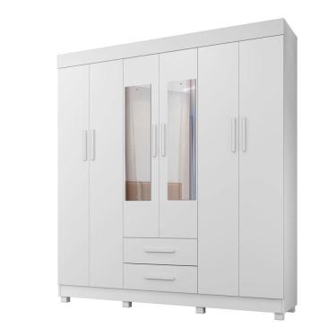 Imagem de Guarda Roupa Leblon 6 Portas 2 Gavetas 7 Prateleiras Branco