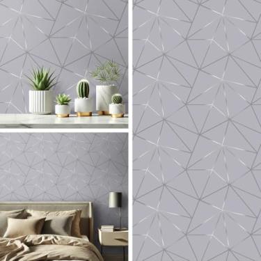 Imagem de Papel de Parede Adesivo Lavável Envelopamento Antimanchas 5 metros (Zara Prata)