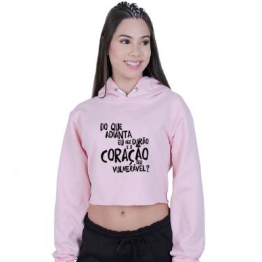 Imagem de Cropped Moletom Feminino Ser Durão Racionais Mcs - Lafre, Rosa claro, 