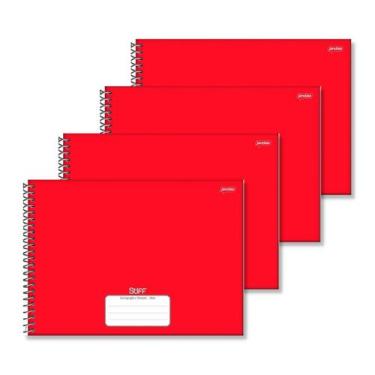 Imagem de Kit 4 Cadernos de desenho capa dura 80 folhas, 275mm x 200mm Vermelho 