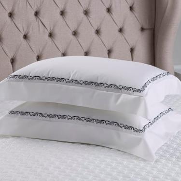 Imagem de FRONHA DELICAT CADRÈ PRETO 100% ALGODÃO CETIM 600 FIOS 50X90