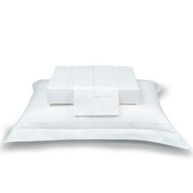 Imagem de Plumasul Jogo de Cama Eterna Catena 100% Algodão Percal 200 Fios Solteiro 3 peças Cor Branco Festone Branco