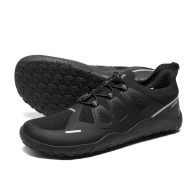Imagem de ZURIN Tênis masculino de treinamento descalço - bico largo | sola zero drop | sem cadarço | tênis de ginástica cross para caminhada, levantamento de peso, trilha, corrida, caminhada, Preto, 9.5 Wide