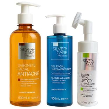 Imagem de Kit Limpeza Facial Sabonete Antiacne + Detox + Gel Nutriente - SIlver 