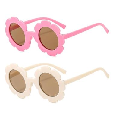 Imagem de SooGree Óculos de sol redondos de flores para meninas e crianças, óculos de sol fofos em forma de flor, proteção UV, óculos de praia ao ar livre, Estilo 5, One Size