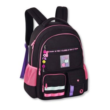 Imagem de Mochila Costas Luluca Bolsa Escolar Feminina Premium Preta