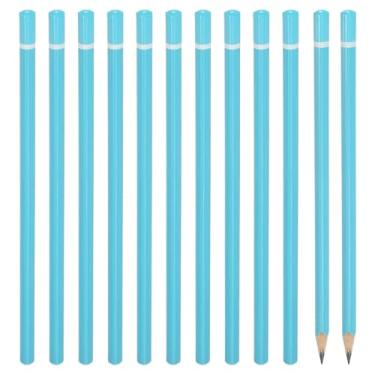 Imagem de PATIKIL Lápis de madeira triangular a granel, pacote com 12 lápis de grafite HB para material de escritório, materiais de desenho de arte de marcação de engenharia, azul
