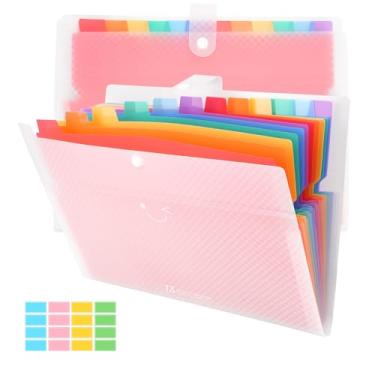 Imagem de Pasta de arquivo expansível de 2 peças com 13 bolsos, organizador de arquivos sanfonado A4 com 160 peças, organizador de documentos de recibo portátil de plástico para material de escritório escolar