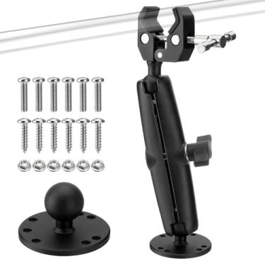 Imagem de TRUCFUSION Suporte estabilizador de motor de pesca com 2 bases, faixa de fixação ajustável de 1,2 a 5 cm para suportar o eixo do motor de pesca e reduzir a vibração