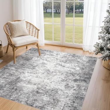 Imagem de UERMEI Tapetes quadrados: Tapete abstrato moderno neutro lavável 12 x 12 cm para sala de estar quarto - Tapete macio com suporte antiderrapante para cozinha, berçário, dormitórios, fazenda, decoração