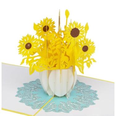 Imagem de iGifts And Cards Cartão de felicitações pop-up 3D girassóis inspiradores - elegante, flores, brilhantes, alegres, quente, meio dobrável, aniversário, apenas porque, pensando em você, aposentadoria, fique bem, parabéns