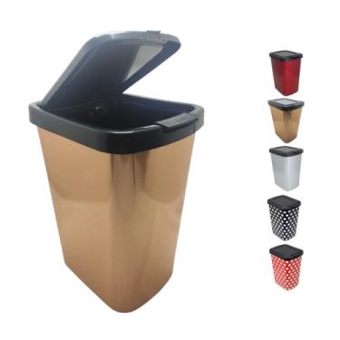 Imagem de Lixeira Cesto 9 Litros Com Tampa Click Pia Cozinha Banheiro - Arqplast