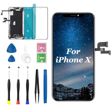 Imagem de Tela de substituição para iPhone X LCD 14.7 cm 3D Touch Display digitalizador conjunto completo com fone de ouvido kit de reparo sensor de proximidade Ferramentas de reparo A1865 A1901 A1902