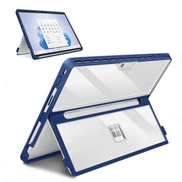 Imagem de SSS·GRGB Capa atualizada compatível com Microsoft Surface Pro 11/10/9/8 13 polegadas, capa robusta multifuncional compatível com teclados, transparente e azul marinho