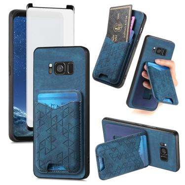Imagem de Asuwish Capa de celular para Samsung Galaxy S8 Plus com protetor de tela de vidro temperado fino porta-cartão de crédito com suporte para celular S8plus S 8 8plus 8S Edge S8+ SM-G955U feminino