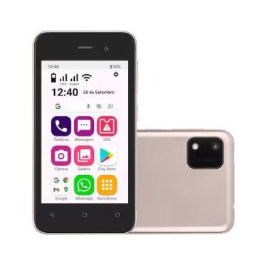 Imagem de Celular do idoso multi ob056 32gb 3g wifi tela 4 dourado - MULTILASER,