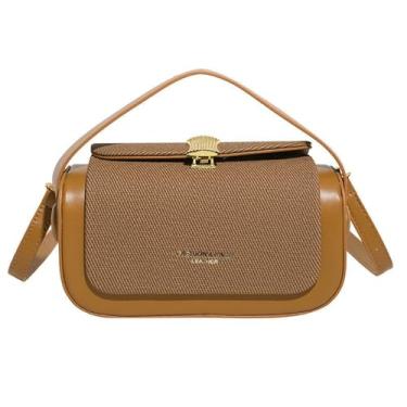Imagem de Gyryp Mini bolsa quadrada feminina moderna bolsa transversal de couro para mulheres, Caqui, Mini bonito e moderno