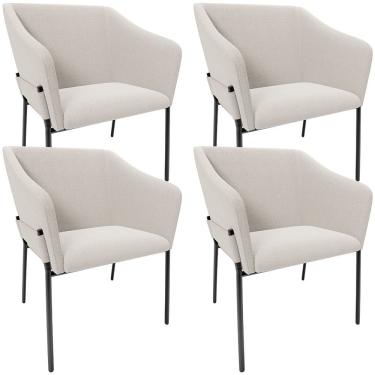 Imagem de Kit 4 Cadeiras Para Sala de Jantar Estar Living Olívia L02 Bouclê Cru - Lyam Decor
