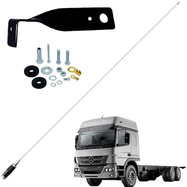 Imagem de Antena Px Inox Mini Maria Mole 1,4m Mb Dianteiro Frontal Atego Motorista Parafusos Anti-furto