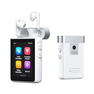 Imagem de WOOASK Fones de ouvido de tradução autônomos A9S em tempo real com ChatGPT, sem necessidade de aplicativo/sem telefone, fones de ouvido tradutor de IA para 144 idiomas, online/offline/tradução de