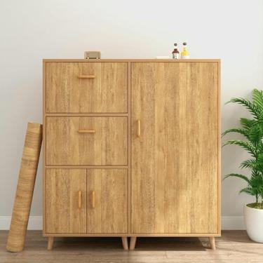 Imagem de ESSMOKO Papel de parede original grão de madeira PVC autoadesivo adesivo para móveis papel de parede marrom grão de carvalho 40 * 1000 cm