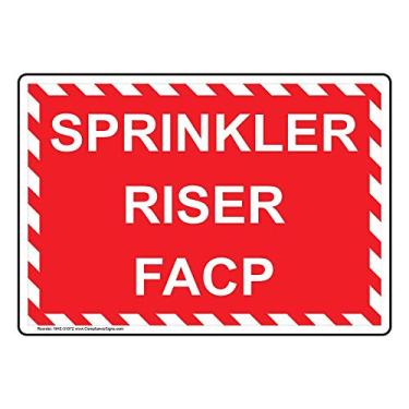 Imagem de ComplianceSigns. Adesivo com etiqueta Sprinkler Riser Facp, vinil de 18 x 12,7 cm para segurança contra incêndios/equipamentos