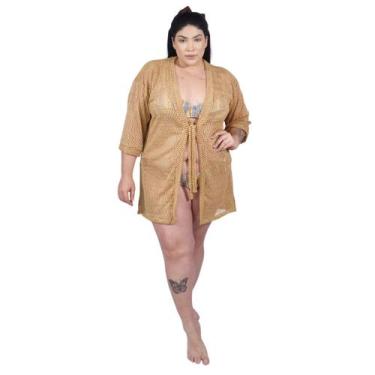 Imagem de Saída de Praia Kimono Caramelo - STW MODA, P/M - 38/42