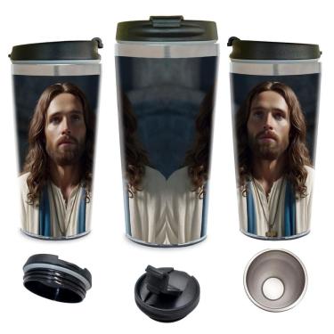 Imagem de Copo Térmico Personalizado Jesus Cristo Cruz 450Ml Inox.
