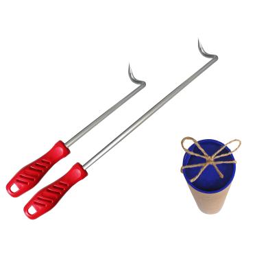 Imagem de Flipper e giradores de comida – Flipper de cauda de porco – 40,6 e 30,48 cm para churrasco – Gancho de madeira longo e curto – Carne, peixe, vegetais, etc. Conjunto de cozinhar – Acessórios para churrasco – Pinças para churrasco – Garfo para churrasco