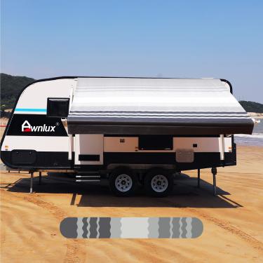 Imagem de Awnlux Tecido de toldo RV de substituição à prova d'água de vinil para toldos de acampamento, ajuste universal, tecido, para-sol, proteção UV, proteção solar, toldo, abrigo para toldo, fita preta, 43 cm (tecido 41 cm)