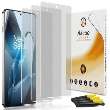 Imagem de Akcoo Protetor de tela fosco para OnePlus pacote com 13-3, conjunto UV de vidro temperado, antirreflexo, anti-impressões digitais, toque macio e sensível, resistente a arranhões, suporte para