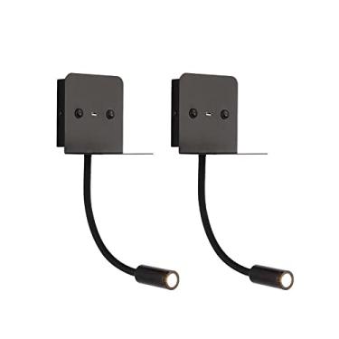 Imagem de Luminária de parede com pescoço de ganso, luminária de parede LED para cabeceira, luminária flexível para cabeceira, porta de carregamento USB, luminária de leitura com foco na cama, luminár