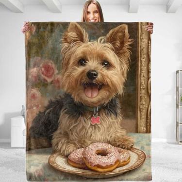 Imagem de dhakalrlde Cobertor de flanela Yorkshire Terrier – Pelúcia, macio, confortável, leve, quente, felpudo e aconchegante cobertor de flanela perfeito para sofá, viagens, cama, escritório, ao ar livre