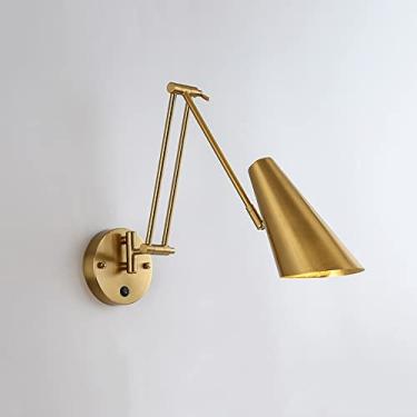 Imagem de Luminária de parede com braço articulado, luminária vertical ajustável para montagem na parede, luminária de leitura industrial para cima e para baixo, luminária de parede de cabeceira para