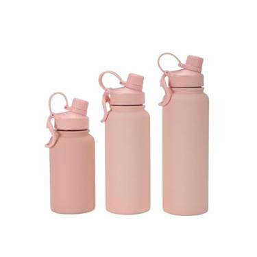 Imagem de Garrafa Térmica Premium Aço Inoxidável 304 (aço inoxidável 18/8) Grip Emborrachado Alça flexível Academia Trabalho Esporte (Rosa Coral, 650ml)