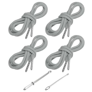 Imagem de PATIKIL Cordões de cordão de 138 cm, 4 peças de cordas de substituição com 2 peças de passadores fáceis para shorts, calças, casacos, moletom, moletom com capuz, cinza