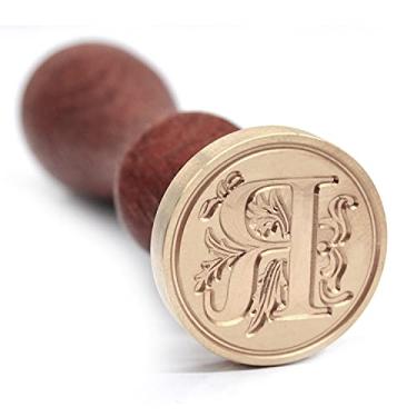 Imagem de Medieval Initial Alphabet Stamps for Sealing Wax, Brass Head Wooden Handle, Decorate Thanksgiving Card/Envelope/Gift Wrap/Wedding Engagement Party Invitation - Letter R