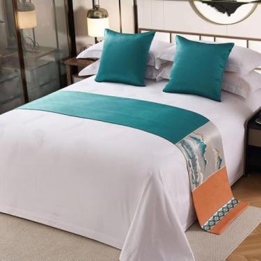 Imagem de Cachecol para cama de hotel, luxuoso, macio, proteção de cama, colcha de cama de alta qualidade, toalha decorativa para cama de casamento, toalha de cama para solteiro, queen king, tamanho azul1||50 x