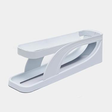 Imagem de Organizador de Ovos com Múltiplos Níveis e Rodízios - Otimizador de Espaço para Geladeira, Acesso Prático e Alta Capacidade (DISPENSER DESLIZANTE - BRANCO)