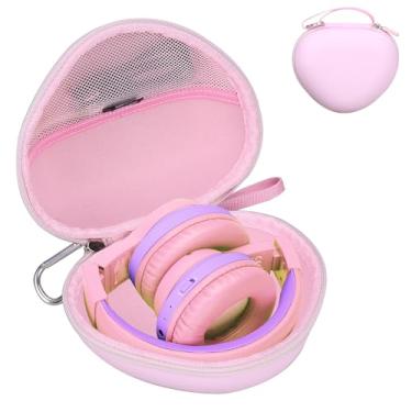 Imagem de Aproca Capa de fone de ouvido infantil compatível com iClever BTH12 / HS19 / BTH26 fones de ouvido Bluetooth infantis, bolsa rígida de armazenamento - rosa nuvem (apenas capa)