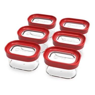 Imagem de Kit Conjunto De 06 Potes Herméticos Mantimentos Acrílico 60 (Vermelho)