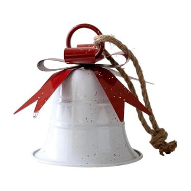 Imagem de MotiveTech Enfeite de sino de Natal, decoração para pendurar em árvore de Natal, decoração de ferro para portas de jardim, celebração festiva em restaurante, Branco