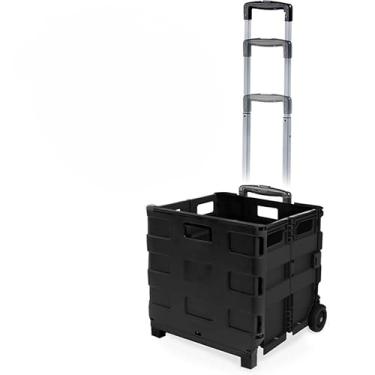 Imagem de Carrinho Cesto de Compras Portátil Multiuso Dobrável