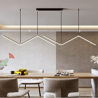 Imagem de Luminária pendente LED para teto, luminária suspensa para mesa de jantar, controle remoto regulável, ilha de cozinha, altura ajustável, lustre para sala de estar