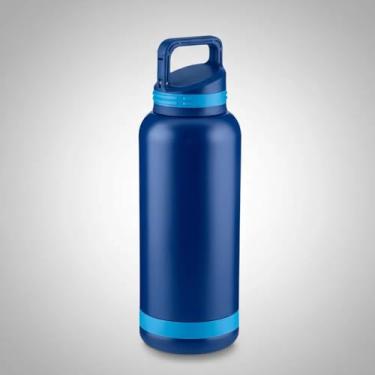 Imagem de Garrafa Térmica Inox 750ml com Alça Mosquetão – Isolamento 8h Quente / 12h Fria, Tampa Rosqueável com Silicone, Ideal para Academia e Viagens (Azul)