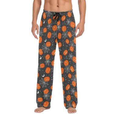 Imagem de Calças de pijama Ollabaky Halloween Cute Pumpkins Spider Web Men M