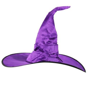 Imagem de Chapéu de bruxa LUTER Chapéu de feiticeiro franzido de Halloween roxo 