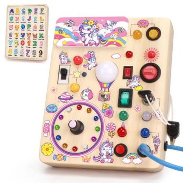 Imagem de Brinquedo Montessori Busy Board Iabedi Unicorn de 1 a 3 anos para meni