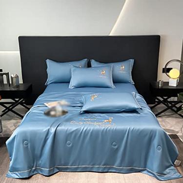 Imagem de 5JJJLOOOPP Edredom, edredom legal, conjunto de 4 peças, colcha de verão, solteiro, A, bordado, brilhante, edredom legal, cor 6, conjunto de 3 peças, cobertor de joelho, lavável (cor 7, D)