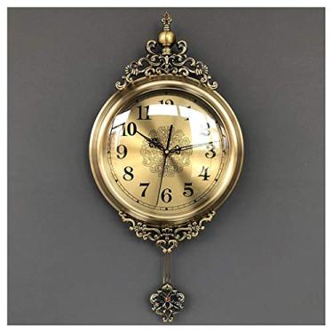 Imagem de Relógio de parede para sala de estar estilo europeu do norte europeu, relógio oscilante, retrô, silencioso, relógio de quartzo, relógio de parede de 50 cm ou mais, relógio de parede para sala de estar